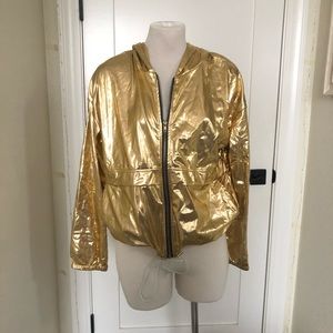 Gold zip up shiny jacket